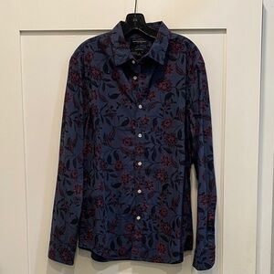 Banana Republic Navy and Burgundy Floral Shirt